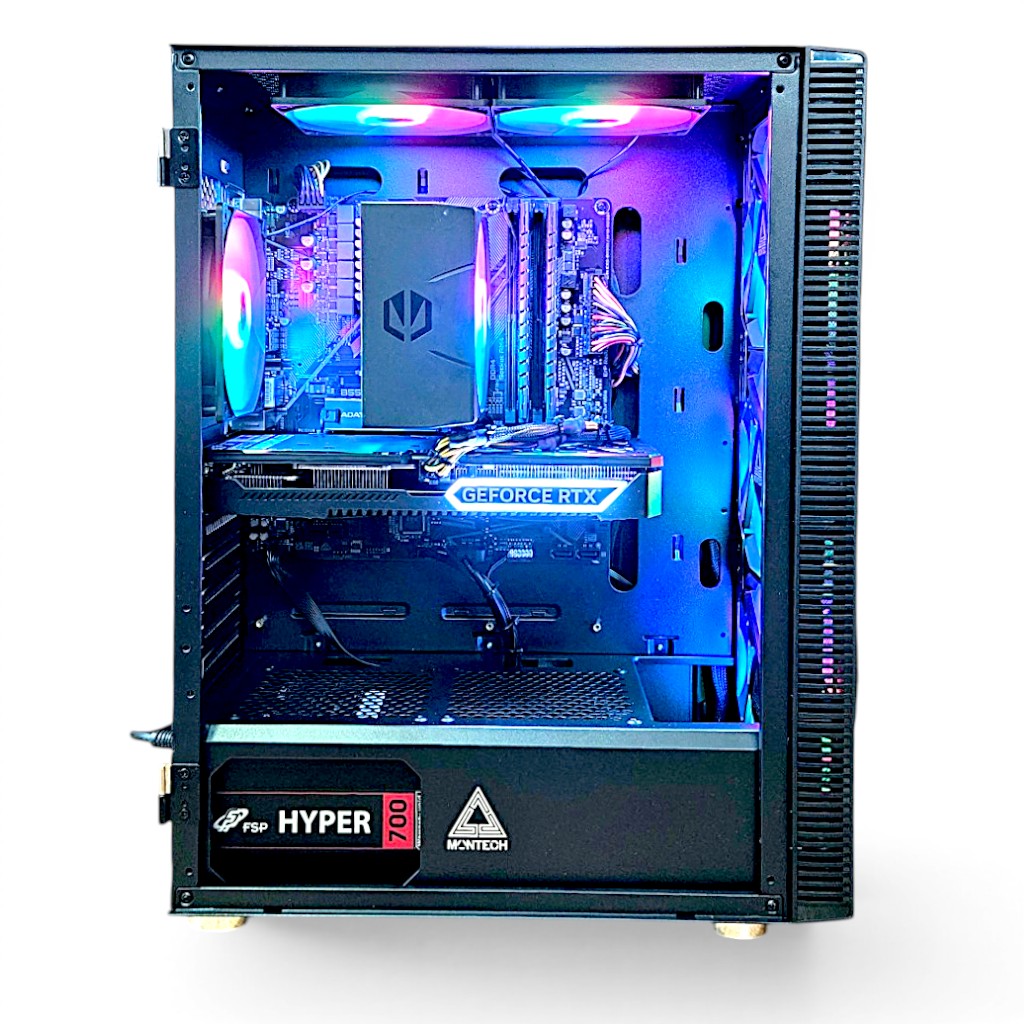 Herní PC s grafikou RTX 5070 Ti 16GB a procesorem Ryzen 5 7600 ve skříni Montech X3 Black