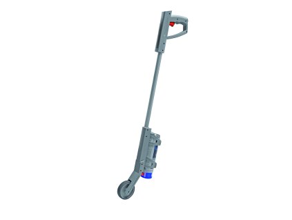 Držák dopravních a značkovacích sprejů s vodícím kolečkem