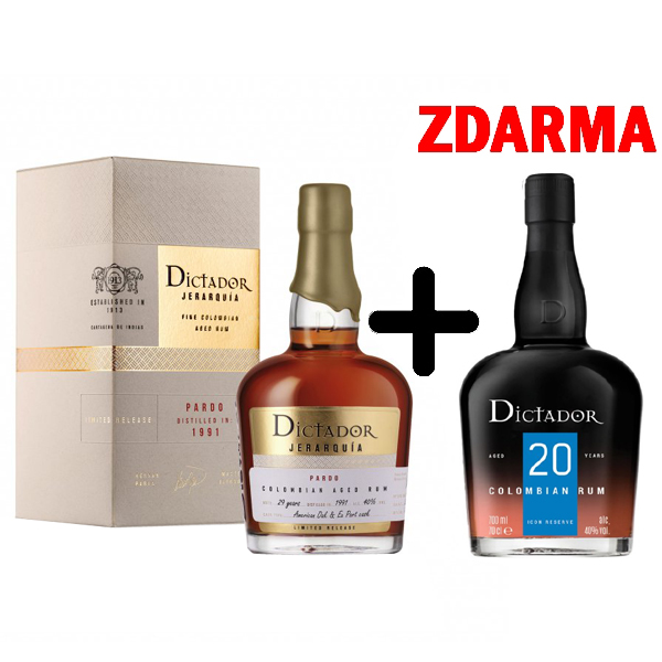 Dictador Jerarquia Pardo 1991 40% 0,7 l + Dictador 20 Y.O. ZDARMA