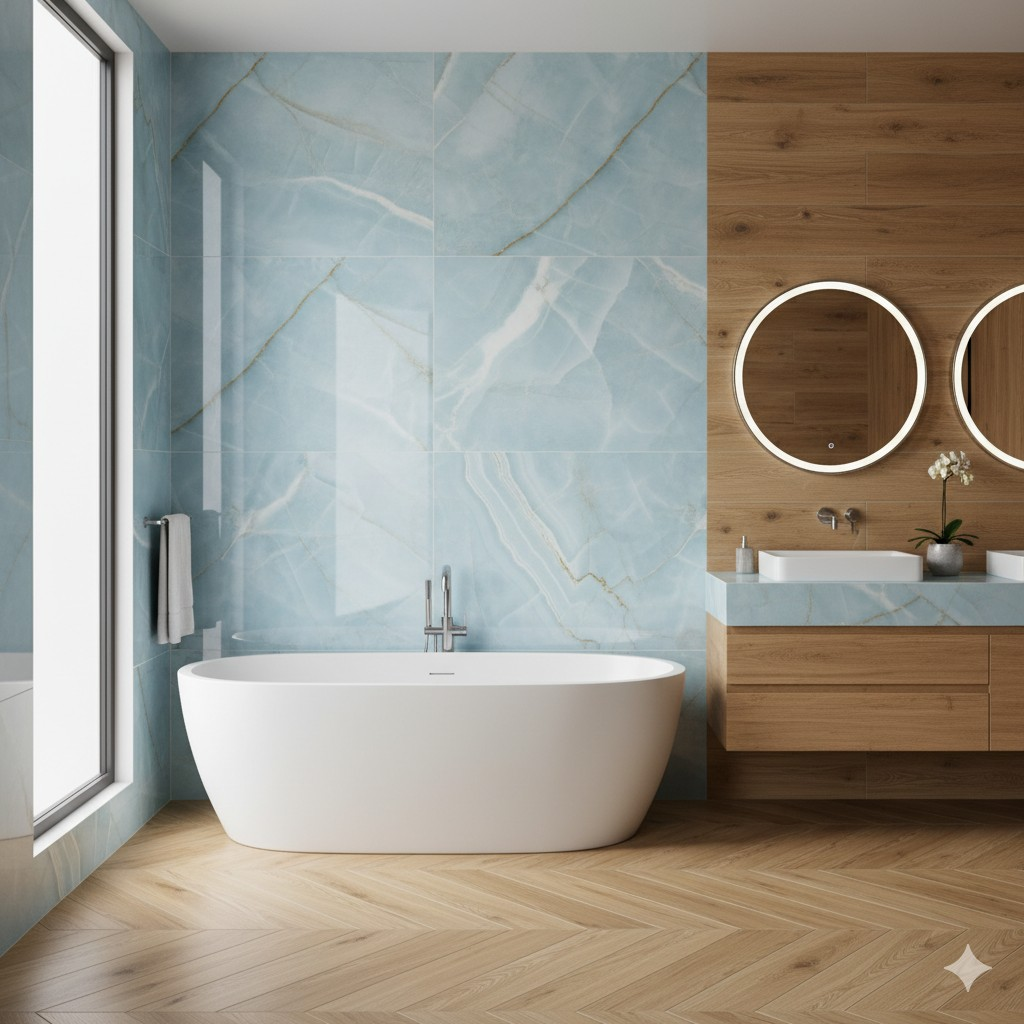 💎 Horký trend: Spojte Luxusní Lesk a Hřejivé Dřevo ve vaší koupelně!