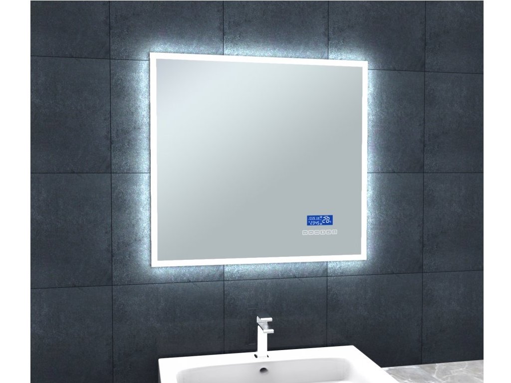 BESTECO Bright Bluetooth 70x65 cm LED zrcadlo s reproduktory a digitálním displejem detail