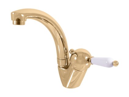 RAV SLEZÁK Baterie LABE Umyvadlová / Dřezová Stojánková Zlato Lesklé s Otočným Ústím, Výška 21,8 cm