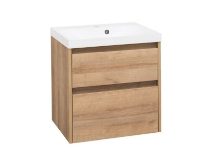 EBS Koupelnový Set DUOMO 61x46x58 cm – Závěsná Skříňka s Umyvadlem z Litého Mramoru, Prémiová Bílá Lesklá Úprava, 2x Zásuvka Strong Soft-Close, Moderní Bezúchytkové Řešení, Kód DUOMO61B