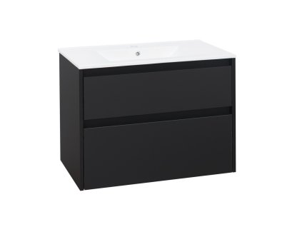 EBS DUOMO Závěsná Koupelnová Skříňka s Keramickým Umyvadlem 81 cm, Soft-Close, Bílá Lesklá (Š 80 x H 45 x V 58 cm)