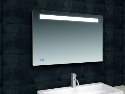 Zrcadlo s LED osvětlením, s hodinami Time 80x65 cm