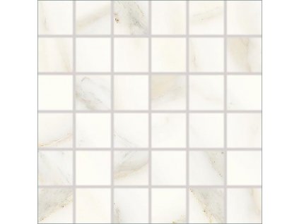 RAKO Cava WDM05730 bílá matná mozaika 5x5 cm detail imitace mramoru