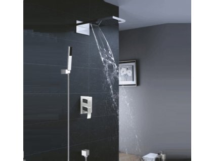 BESTECO Ginko Waterfall chromová podomítková sprchová sada s hlavovou sprchou a funkcí vodopádu, kód G11-3108