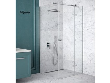 HOPA Obdélníkový Sprchový Kout PIXA 120x90 cm (Chrom/Čiré), Zalamovací Dveře s Pevnou Stěnou