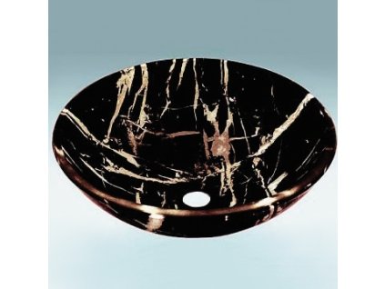 BESTECO Skleněné umyvadlo na desku BLACK WHITE, Bezpečnostní tvrzené sklo, Černo-bílá, 42x14,5 cm