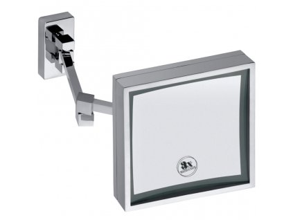 BEMETA Luxusní Hranaté Kosmetické Zrcátko s LED Osvětlením, 3x Zvětšení, Mosaz/Chrom, Nastavitelné Osvětlení (Teplá/Studená), 205 x 205 mm