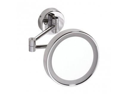 BEMETA Kulaté Kosmetické Zrcátko na Rameni s LED Osvětlením, Pochromovaná Mosaz, 3x Zvětšení, Nastavitelná Teplota Světla (3000 K – 6000 K), Průměr 20 cm