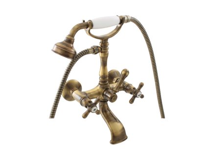 Retro vanová baterie RAV SLEZÁK MORAVA stará mosaz s ruční sprchou telefon, kód MK159.5/3SM