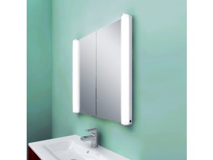 Besteco Zrcadlová Skříňka WALLE 75 SLIM (Galerka) pro Zabudování do Zdi, Oboustranné Zrcadlo, Integrovaná Zásuvka a LED Osvětlení 6500 K, 75x76x16 cm