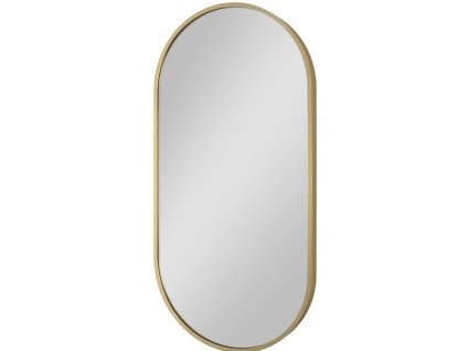 Gold oválné zrcadlo bez osvětlení do ložnice i koupelny