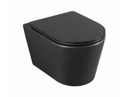 závěsné WC, černá mat, Rimless se sedátkem BE2217 U18