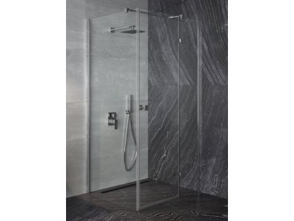 Čtvercový Sprchový Kout Pixa, Leštěný Hliník (Chrom) / Čiré Sklo, 90x90 cm (Zalamovací)