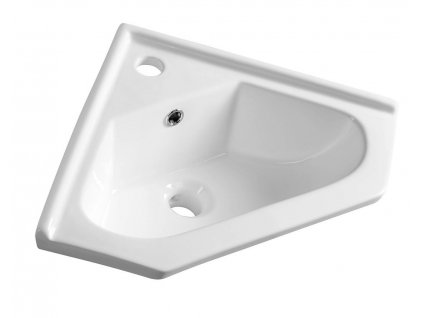 AQUALINE Rohové Keramické Umývátko, 41x41 cm, S Přepadem, Bílá