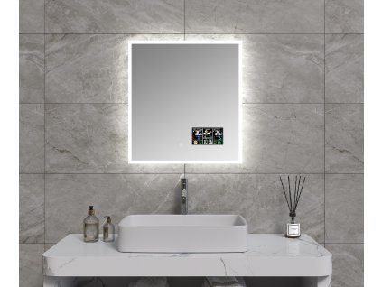BRIGHT DIGITAL 60 - koupelnové zrcadlo s osvětlením , časem a ikonami počasí