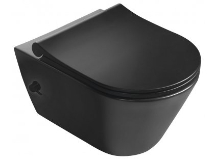 SAPHO AVVA závěsné WC Rimless s bidetovou sprškou a integrovanou baterií, černá matná (100315-110)