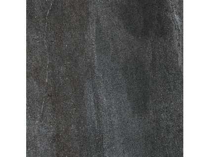 Černá matná dlažba imitace kamene RAKO Quarzit 60x60 cm DAK62739 v moderním obývacím pokoji