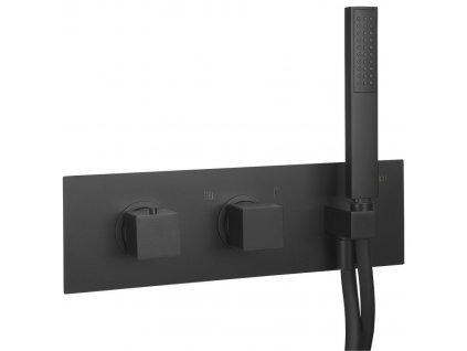 BESTECO Dimy černá podomítková termostatická baterie s ruční sprchou a ovládáním pro 2 výstupy