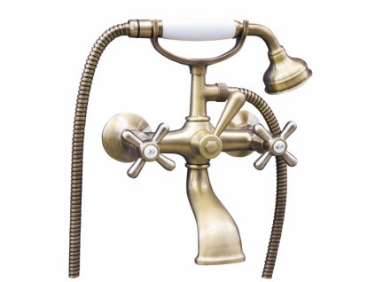 Vanová baterie SLEZÁK RAV MORAVA černá matná a stará mosaz s vidlicí a sprchou telefon, kód MK159.5/3CMSM