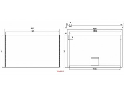 Zrcadlo Besteco MSA s bočním LED osvětlením 700x1200x40mm