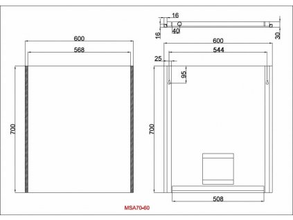 Besteco MSA 60 cm zrcadlo s bočním LED osvětlením MSA70-60