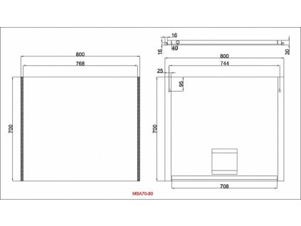 Zrcadlo Besteco MSA s bočním LED osvětlením 700x800x40mm