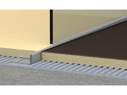 Spádová lišta B18 12,5 mm do sprchového koutu nerezová detail spádu