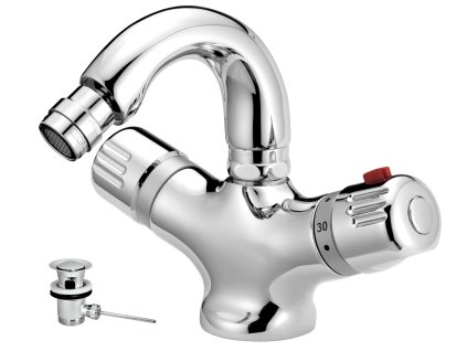 NOVASERVIS Termostatická Bidetová Baterie AQUAMAT 2611.0, Stojánková, Kartuše 7 Let Záruka, Kloubový Perlátor, Chrom