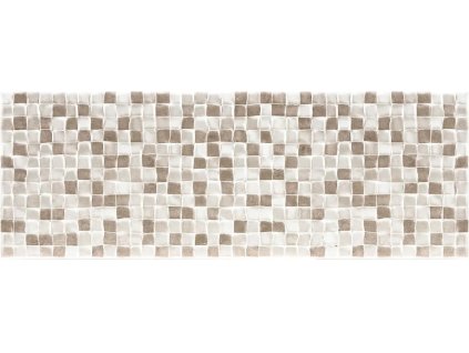 EBS Elis Dekor Taupe 25x70 cm hnědošedý obklad s reliéfem čtverců detail 3D struktury