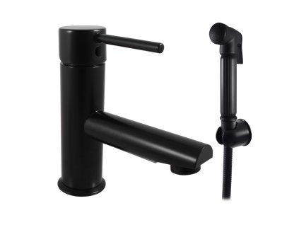Moderní černá matná bidetová baterie BESTECO ECCO s otočným kloubem a pákovým ovládáním, kód BE-ECCO-BLK-BID