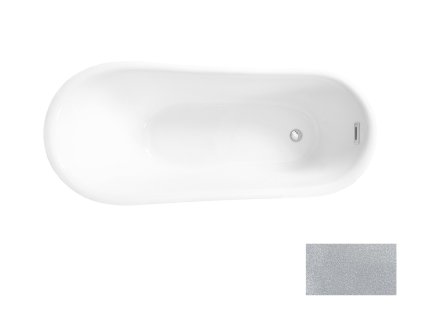 Volně stojící vana CALIMA Glam - stříbrná (Varianta Barva - GLAM 02 - stříbrná, Barva sifonu - Chrom, Rozměr vany - 170 × 74 cm)