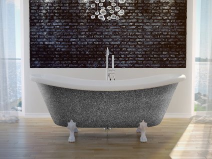 Volně stojící vana AMELIA Glam - grafitová (Varianta Barva - GLAM 03 - grafitová, Nožičky k vaně - Chromové, Rozměr vany - 190 × 77 cm)