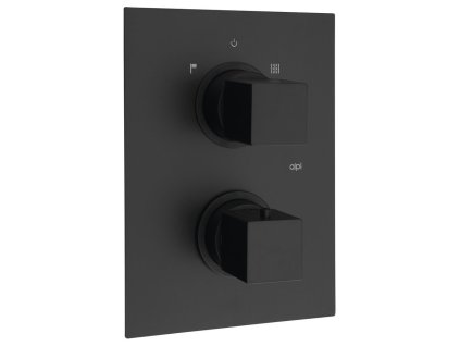 SAPHO Dimy černá podomítková termostatická baterie s ovládáním pro 2 výstupy a podomítkovým tělesem, kód DM392BL