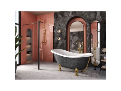 Volně stojící vana OTYLIA Glam - grafitová (Varianta Barva - GLAM 03 - grafitová, Nožičky k vaně - Chromové, Rozměr vany - 160 × 77 cm)