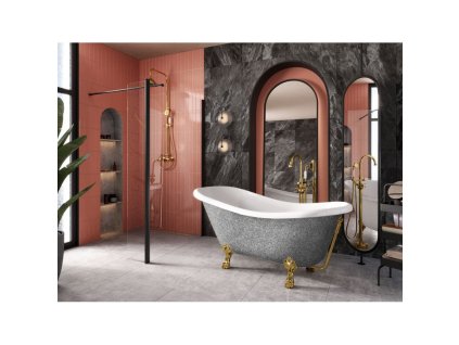 Volně stojící vana OTYLIA Glam - stříbrná (Varianta Barva - GLAM 02 - stříbrná, Nožičky k vaně - Chromové, Rozměr vany - 160 × 77 cm)