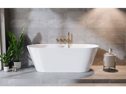 Volně stojící vana DEEVA bílá (Varianta Barva - Bílá, Barva sifonu - Chrom, Rozměr vany - 170 × 80 cm)