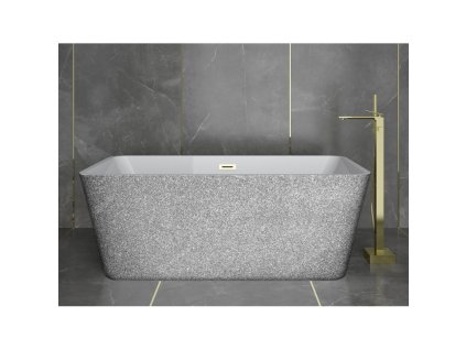 Volně stojící vana EVITA Glam - stříbrná (Varianta Barva - GLAM 02 - stříbrná, Barva sifonu - Chrom, Rozměr vany - 160 × 80 cm)
