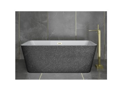 Volně stojící vana EVITA Glam - grafitová (Varianta Barva - GLAM 03 - grafitová, Barva sifonu - Chrom, Rozměr vany - 160 × 80 cm)