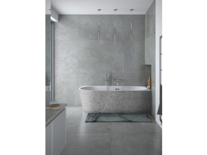 Volně stojící vana ZOYA Glam - stříbrná (Varianta Barva sifonu - Chrom, Rozměr vany - 150 × 75 cm, Způsob provedení - Levé)