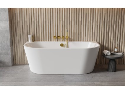 Volně stojící vana VICA NEW bílá, sifon s napouštěním přepadem (Varianta Barva - Bílá, Barva sifonu - Chrom, Rozměr vany - 170 × 80 cm)