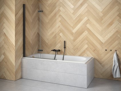 Vanová zástěna LUMIX BLACK (Varianta Barva rámu - Černá matná, Rozměr A - 100, Směr zavírání - Univerzální Levé / Pravé, Výplň - Čiré bezpečnostní sklo - 6 mm)