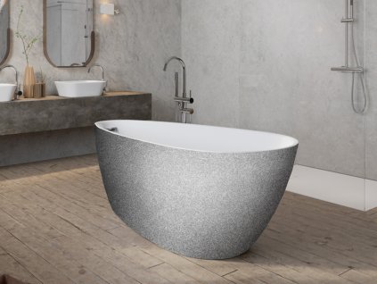 Volně stojící vana GOYA A-LINE Glam - stříbrná (Varianta Barva - GLAM 02 - stříbrná, Barva sifonu - Chrom, Rozměr vany - 160 x 73 cm)