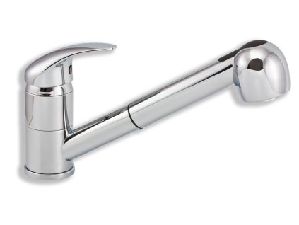 NOVASERVIS Dřezová Teleskopická Baterie TITANIA LUX (Chrom), Robustní Kartuše 40 mm, Výsuvná Sprška 150 cm, Nízký Profil V. 16,5 cm