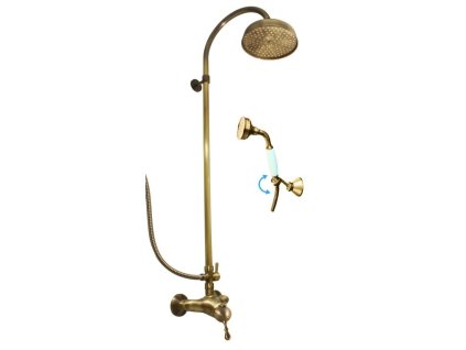 Retro sprchový sloup RAV SLEZÁK LABE stará mosaz s pákovou baterií, kód L581.5/3SM