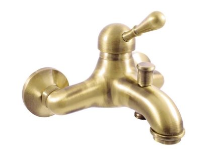 Nástěnná páková vanová baterie RAV SLEZÁK LABE v retro stylu stará mosaz s keramickou páčkou, kód L554.5SM