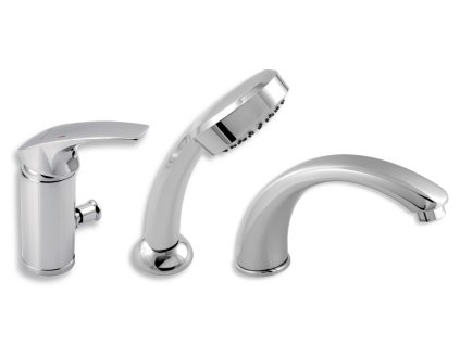 NOVASERVIS Vanová Baterie Metalia57 57045.0 Stojánková Páková 3-otvorová Montáž Na Okraj Vany Chrom Keramická Kartuše Ø 40 mm Hloubka 225 mm 7 Let Záruka