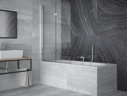 Vanová zástěna AVIGO (Varianta Barva rámu - Hliník leštěný, Rozměr A - 100, Směr zavírání - Univerzální Levé / Pravé, Výplň - Čiré bezpečnostní sklo - 5 mm)